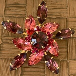 Vintage Costume Jewelry Signed Judy Lee Brooch Pin Pink Stones